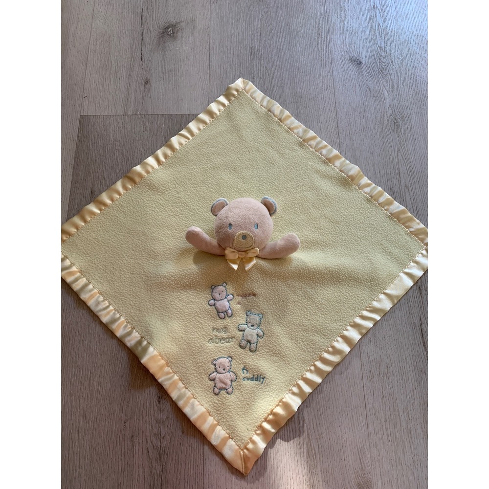 Carters Classics Yellow Bear Security Blanket Lovey Satin Trim Huggable Cuddly